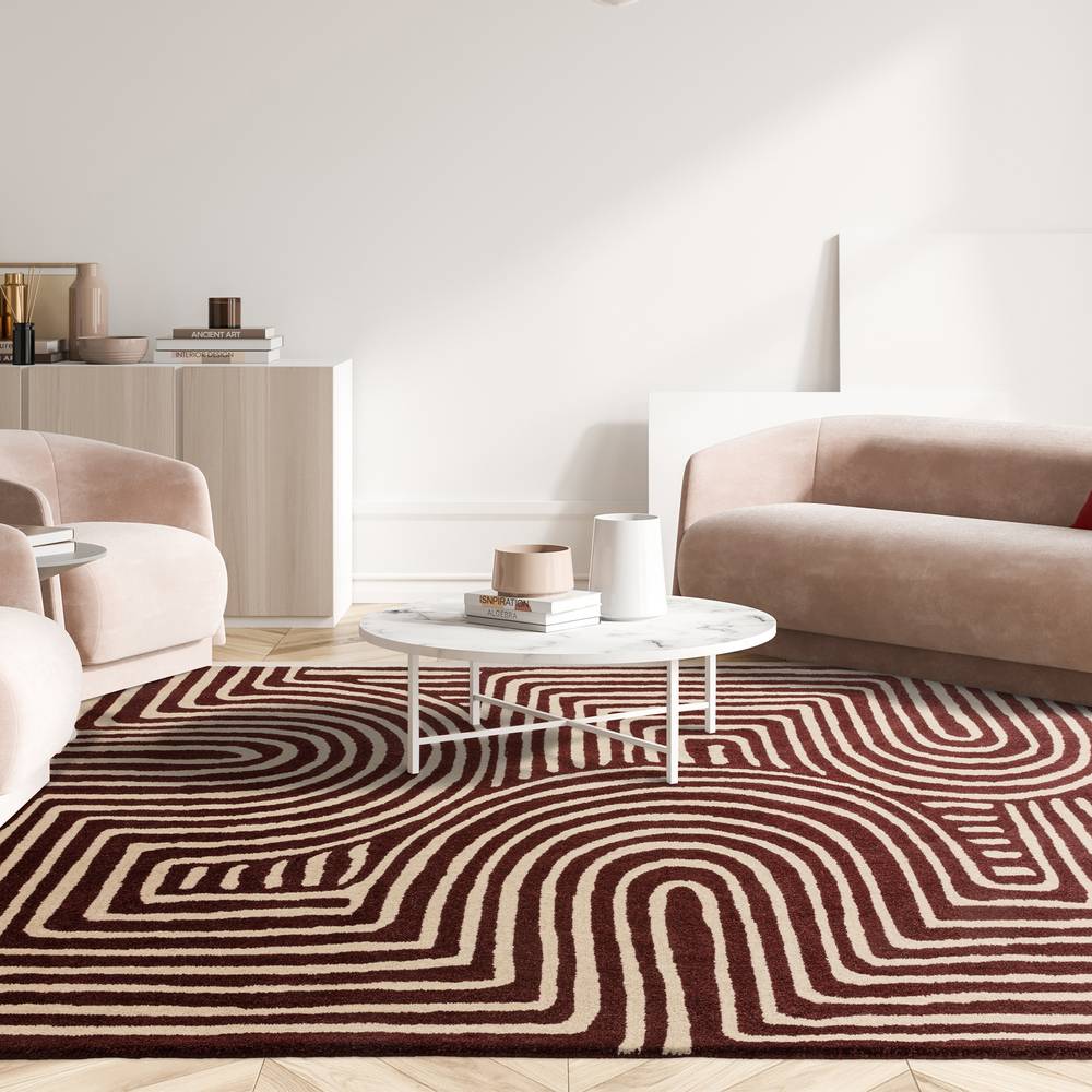 Reef Curve Plum Rug