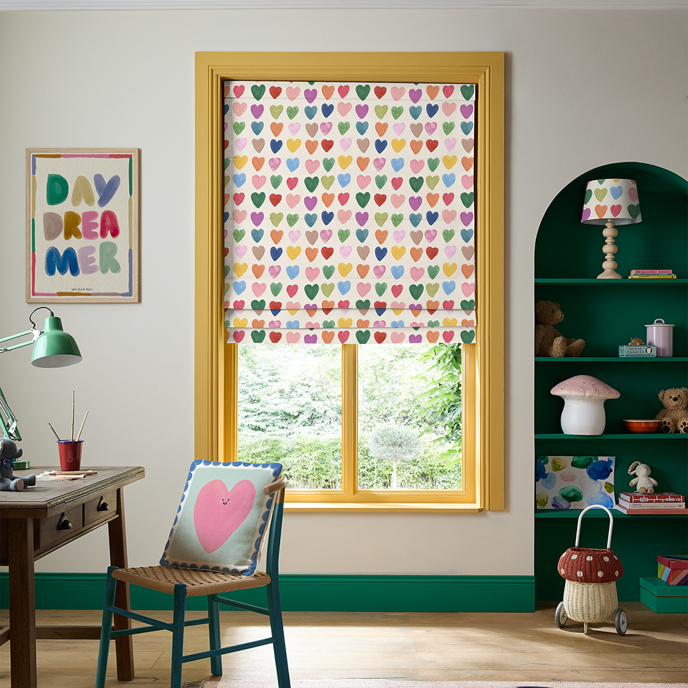 Love Hearts Multi Roman Blind
