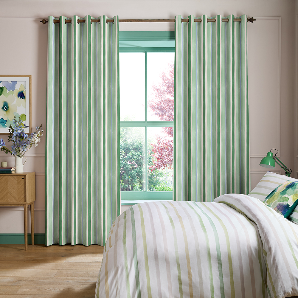 Seaside Stripe Seaglass Curtains