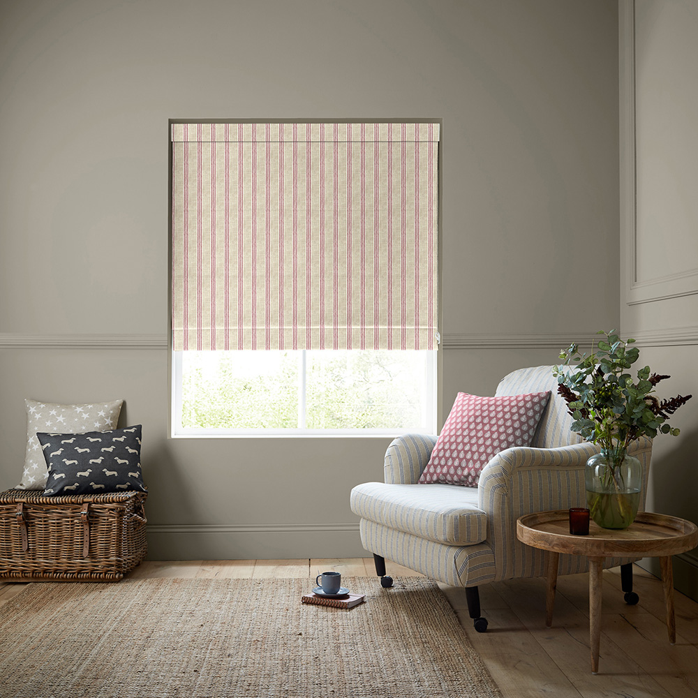 George Stripe Print Red Roman Blind