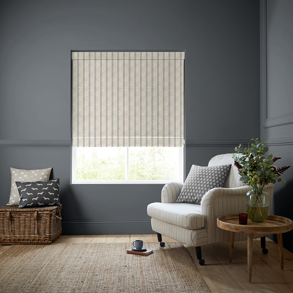 George Stripe Print Charcoal Roman Blind