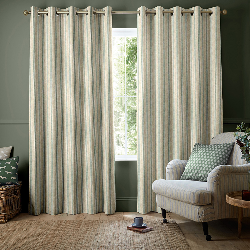 George Stripe Print Fern Curtains