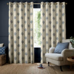 Yew Tree Print Navy Curtains