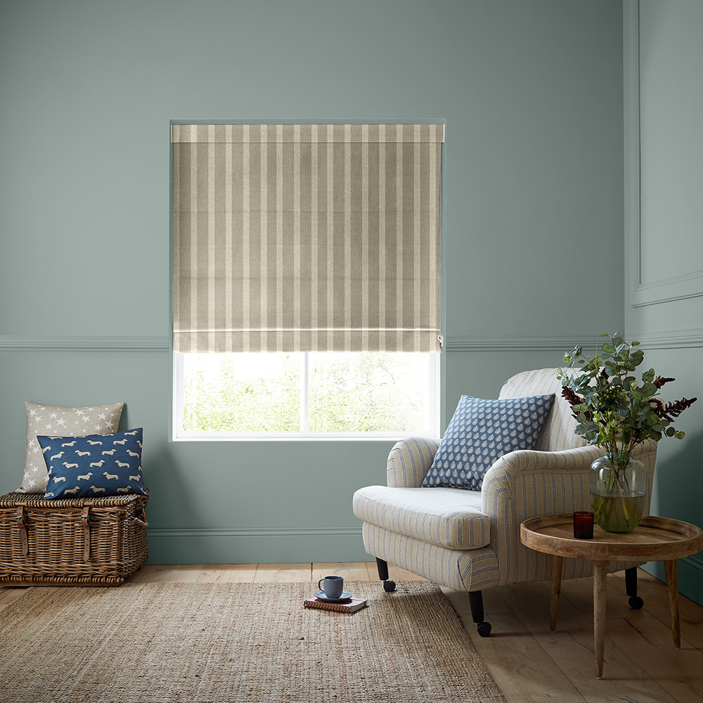 Parasol Stripe Taupe Roman Blind