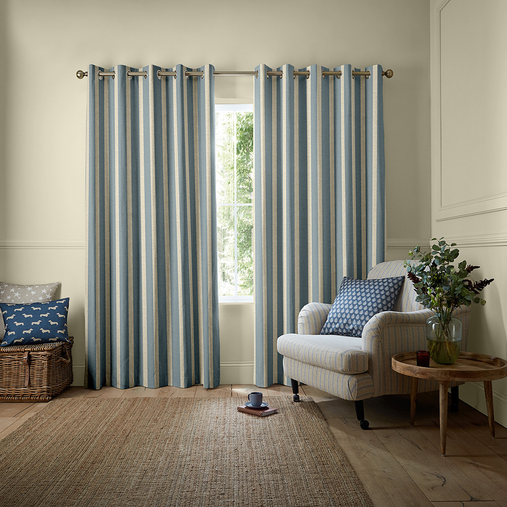 Parasol Stripe Fowey Blue Curtains