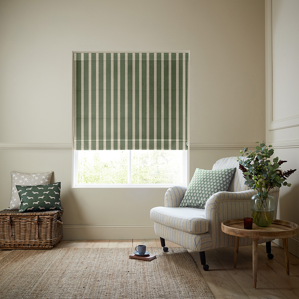 Parasol Stripe Fern Green Roman Blind