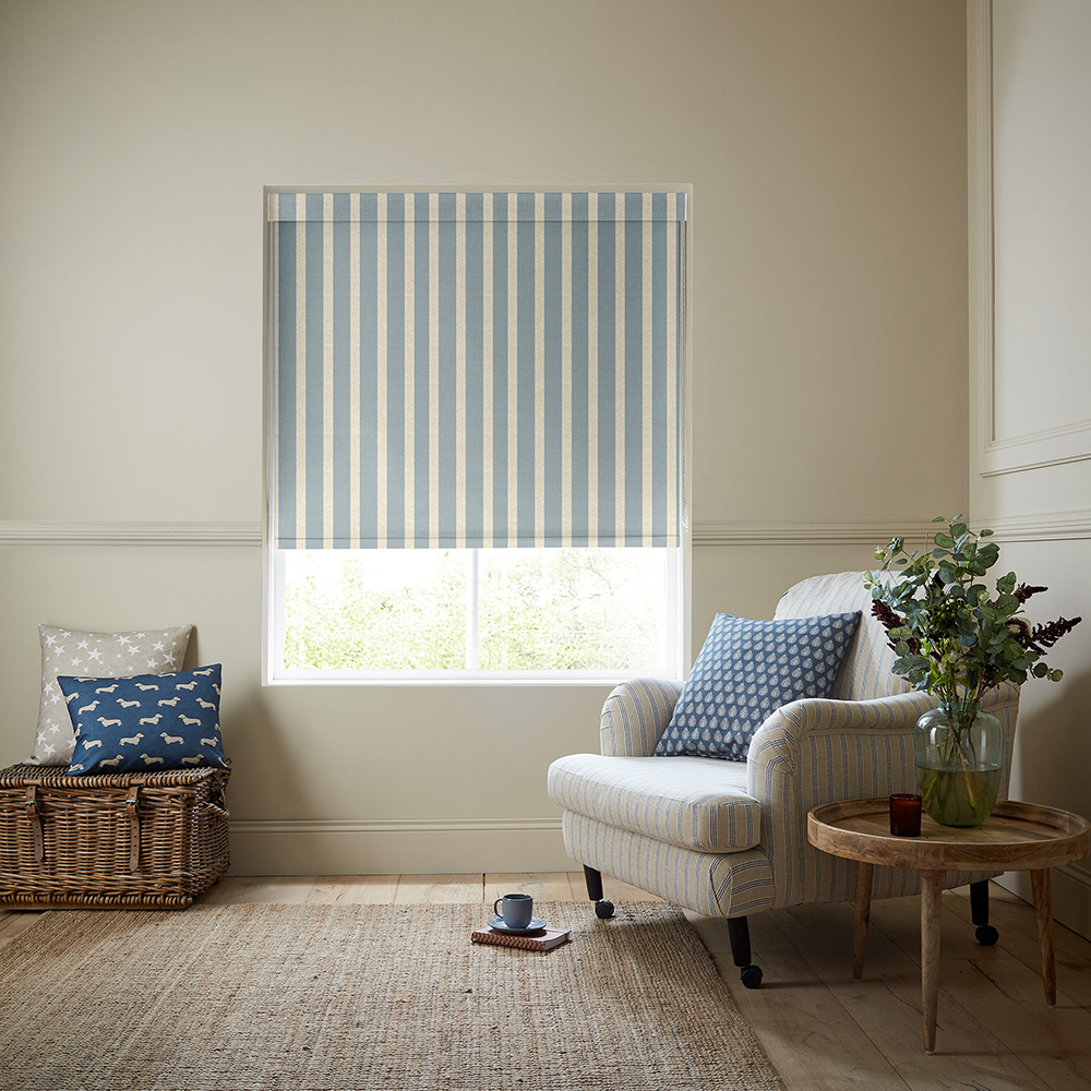 Parasol Stripe Fowey Blue Roller Blind