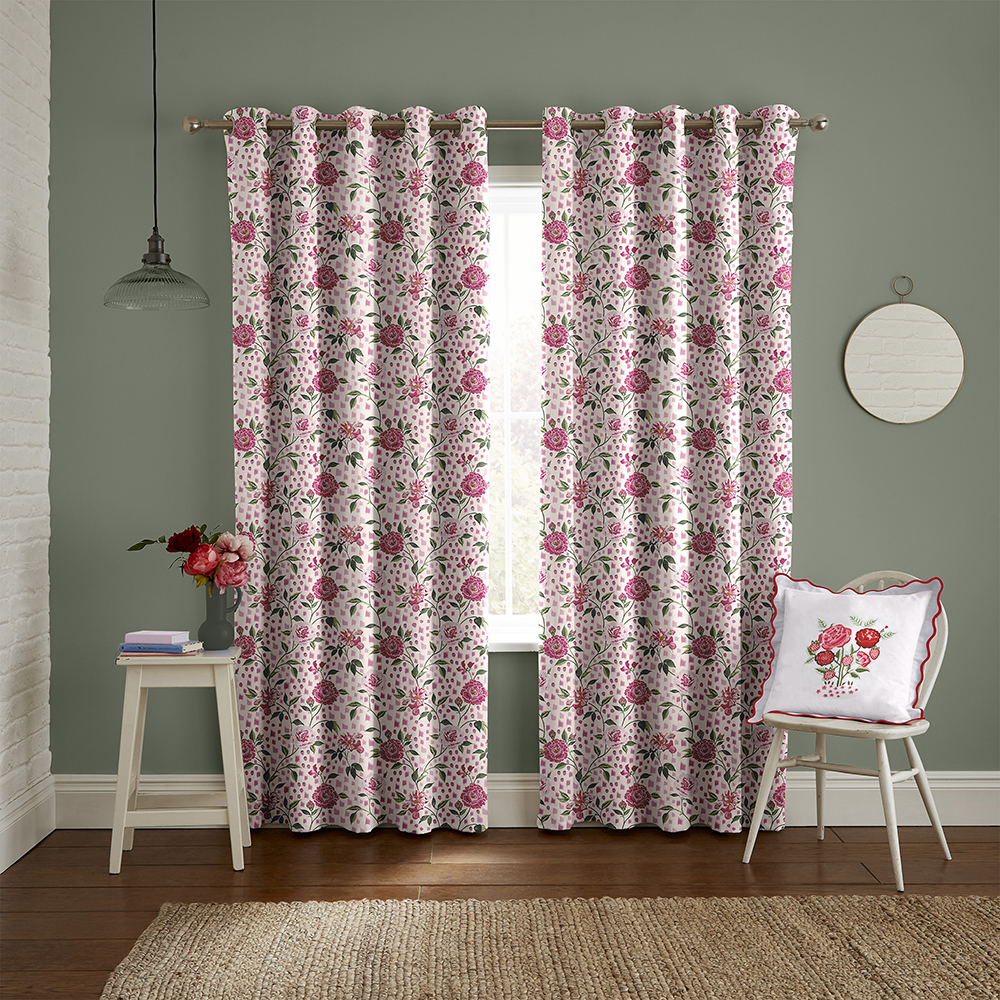 Tea Rose Pink Curtains
