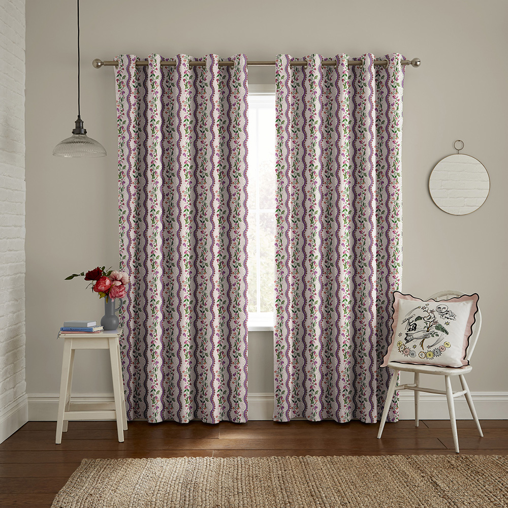 Sweet Pea Stripe Pink Curtains