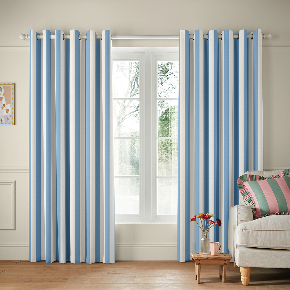 Canopy Stripe Blue Curtains