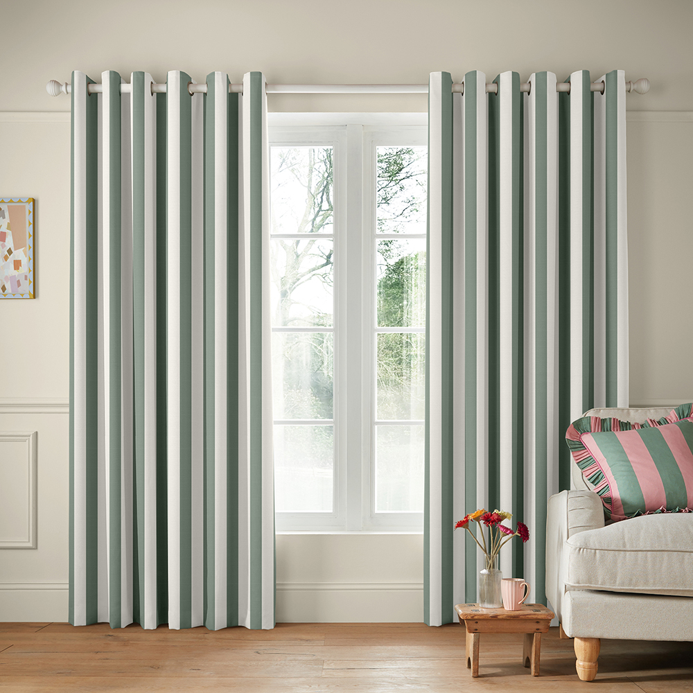 Canopy Stripe Sage Curtains