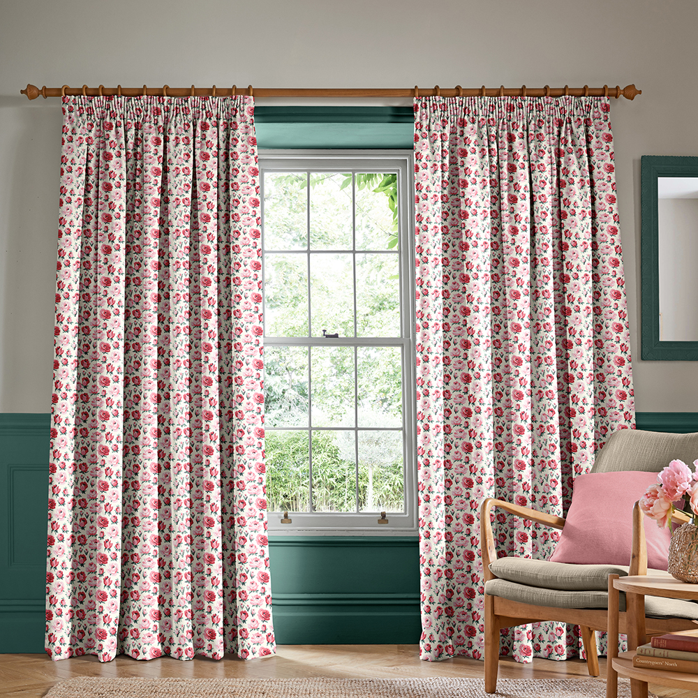 Rose Buds Pink & Red Curtains