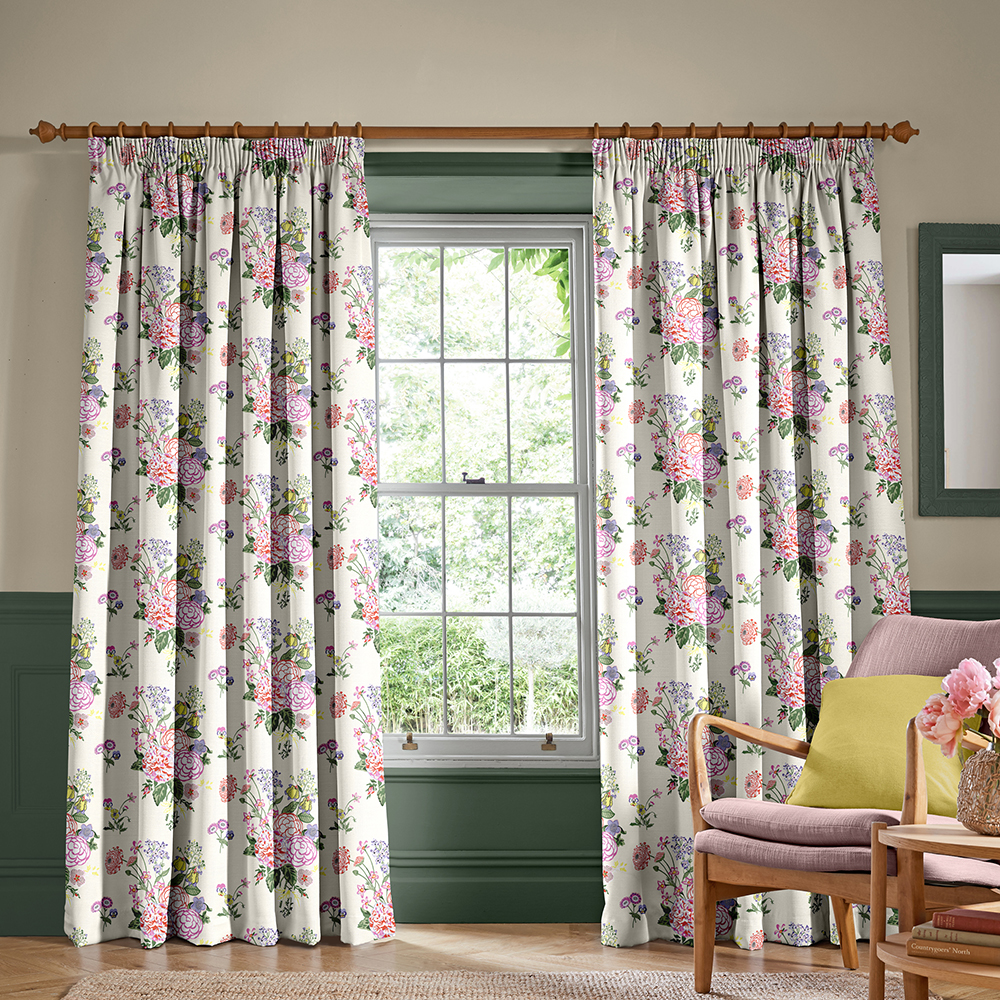 Summer Floral Cream Curtains