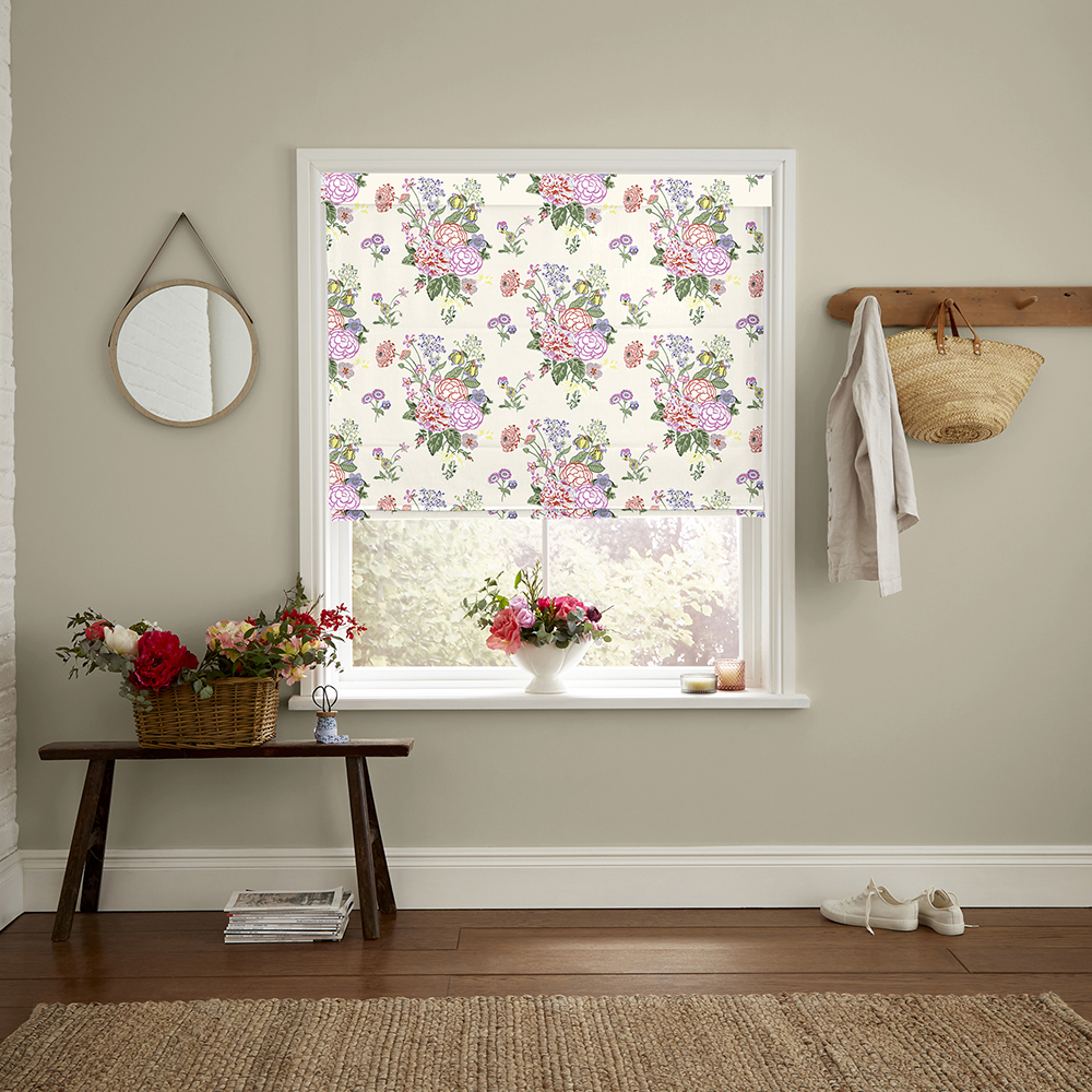 Summer Floral Cream Roman Blind