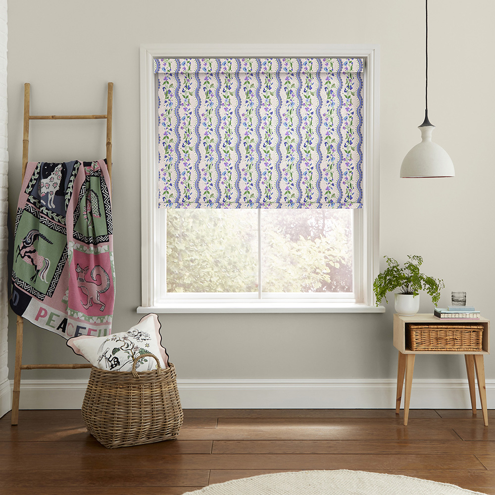 Sweet Pea Stripe Purple Roller Blind