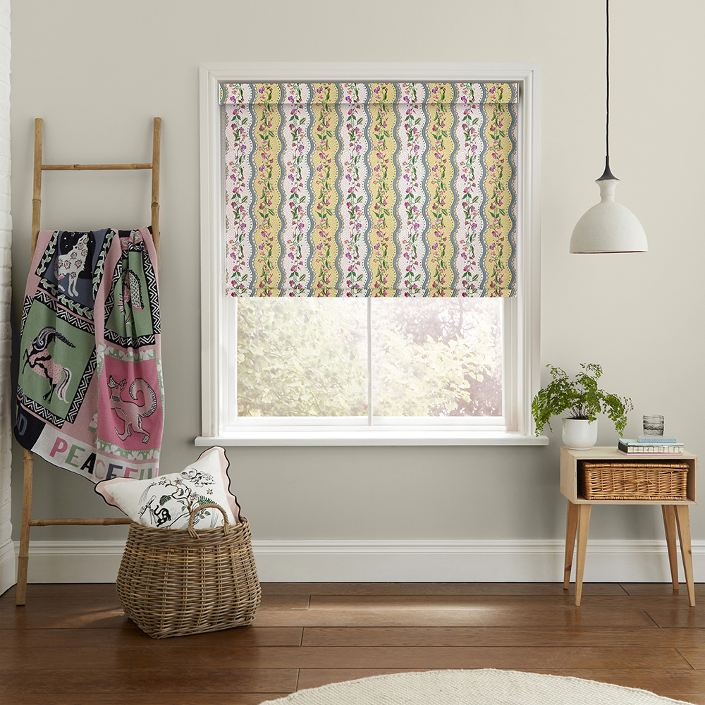 Sweet Pea Stripe Yellow Roller Blind