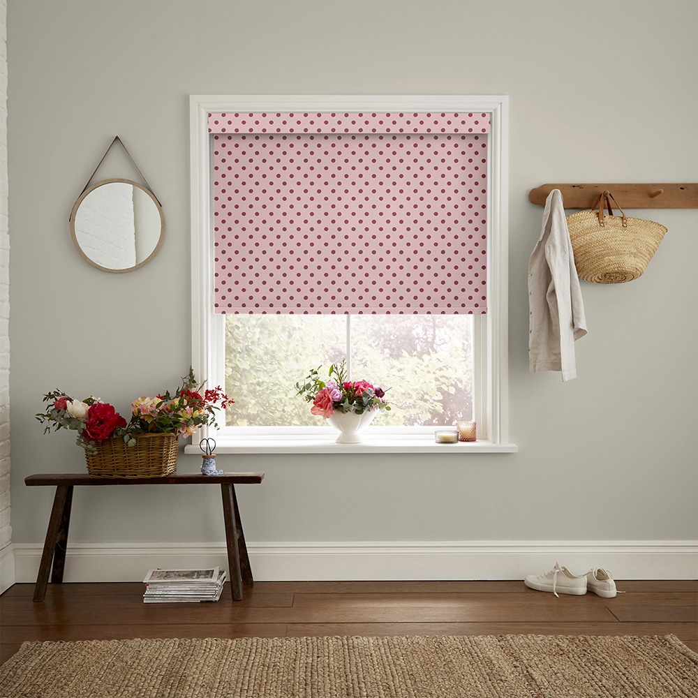 Button Spot Pink & Red Roller Blind