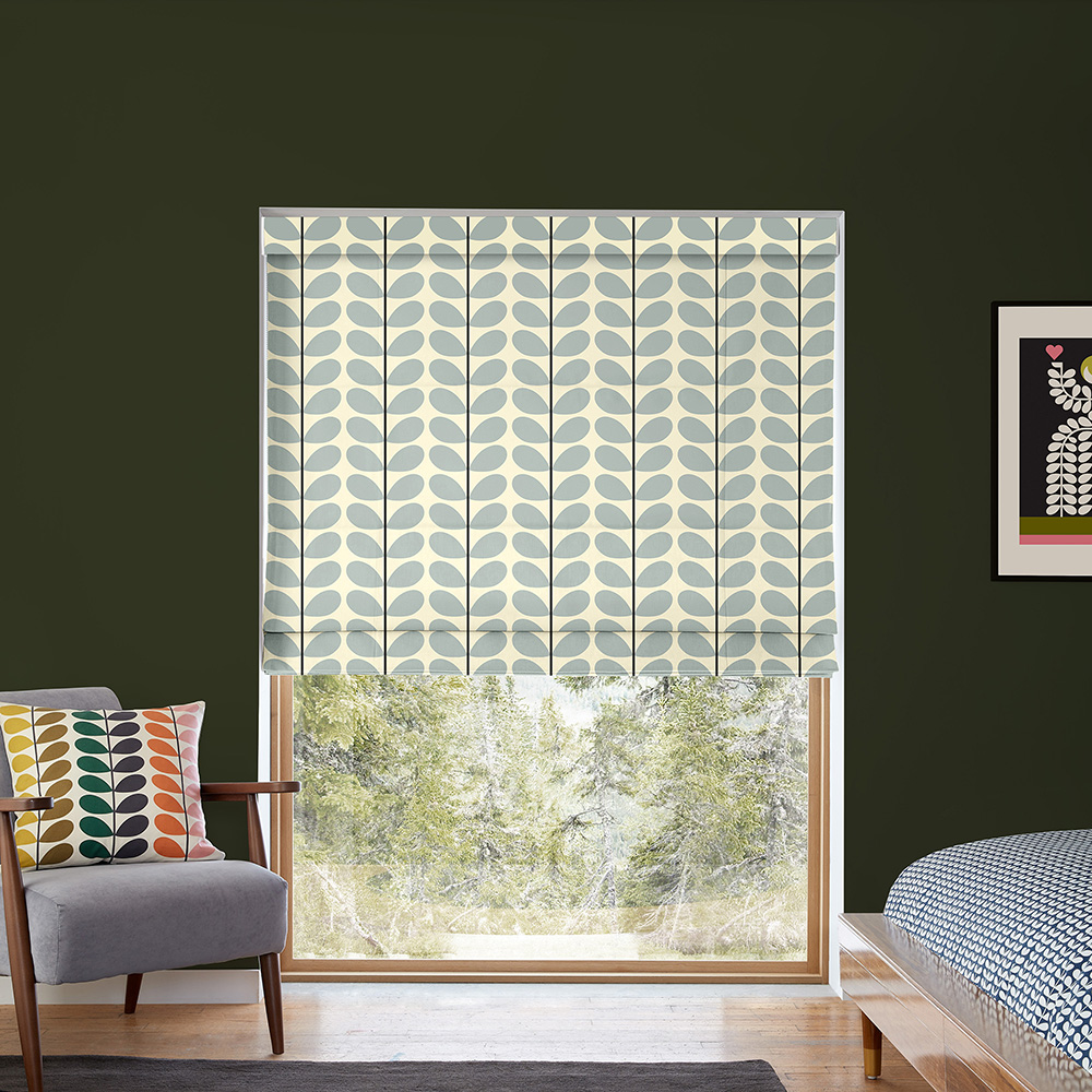 Two Colour Stem Powder Blue Roman Blind