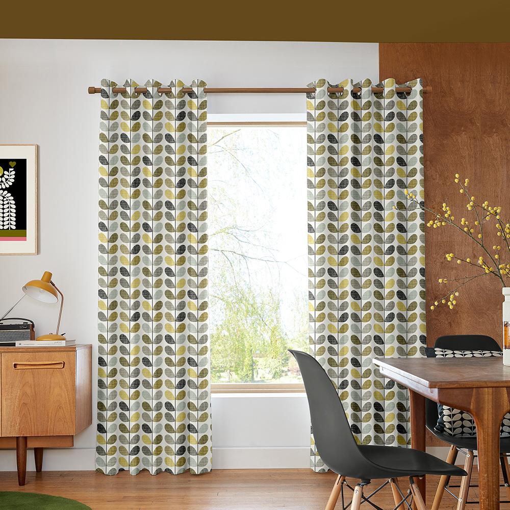 Scribble Stem Grey Curtains