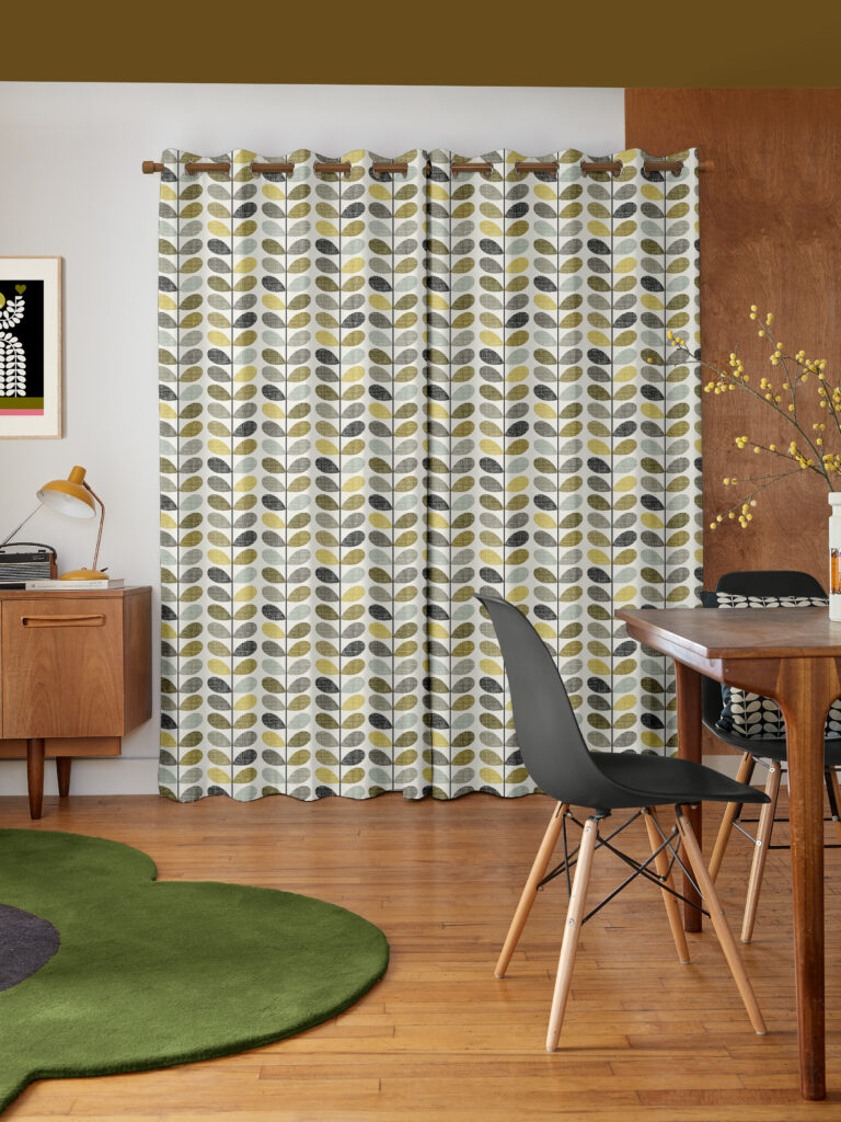 Scribble Stem Seagrass and Duck Egg Curtains