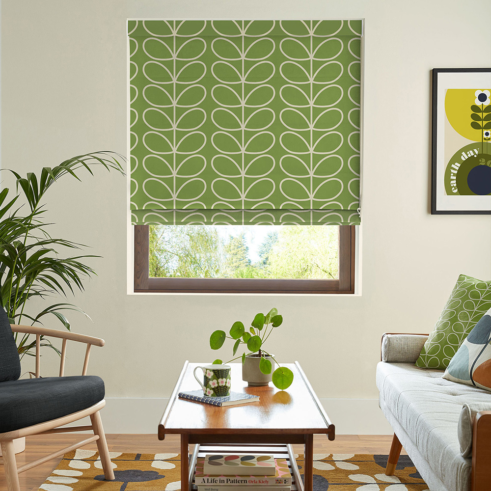 Jumbo Linear Stem Chalky Green Roman Blind