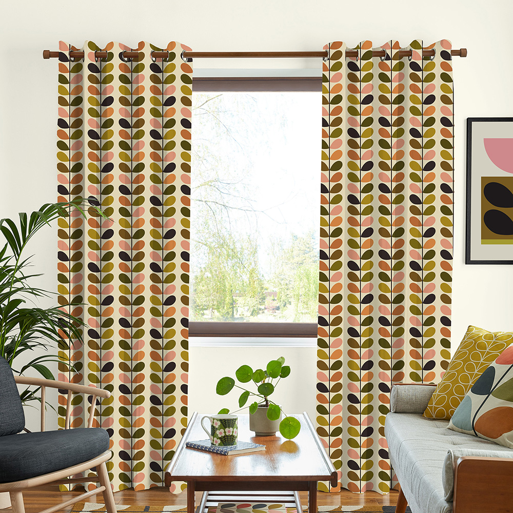 Multi Stem Auburn & Orange Curtains