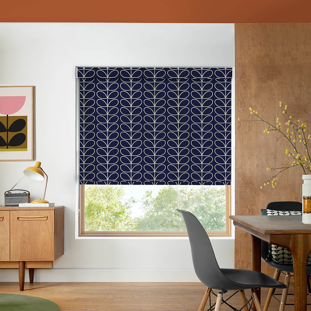 Linear Stem Navy Whale Roller Blind