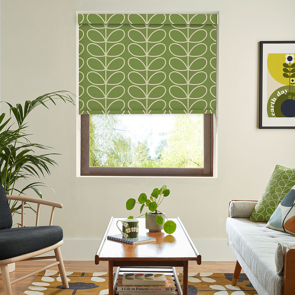 Jumbo Linear Stem Chalky Green Roller Blind