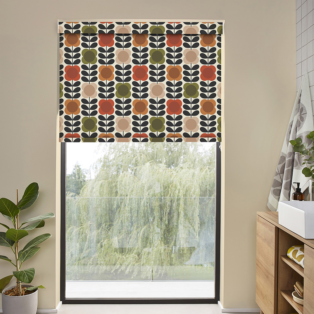 Spot Flower Stem Tomato & Pink Roller Blind
