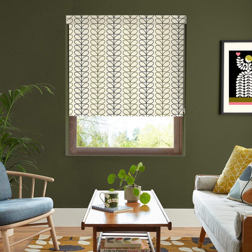 Linear Stem Multi, Black & Olive Roller Blind