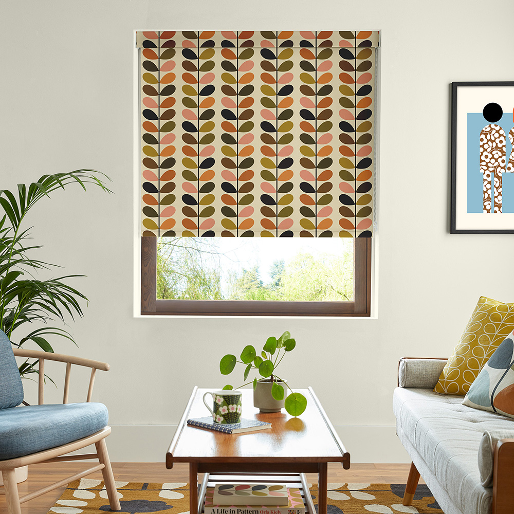 Multi Stem Auburn & Orange Roller Blind
