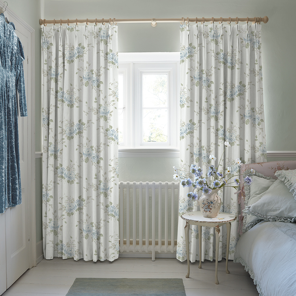 Belle Hydrangea Duck Egg Curtains