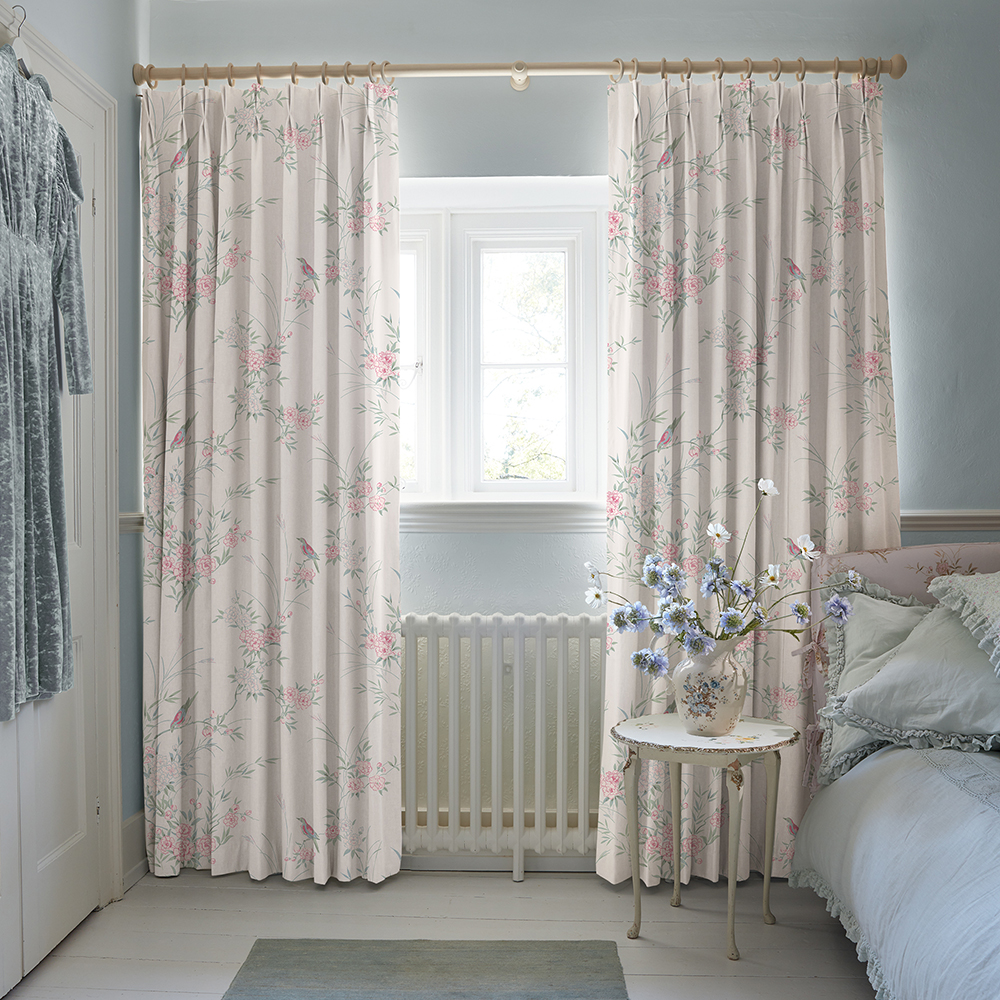 Bird Chinoiserie Blossom Curtains