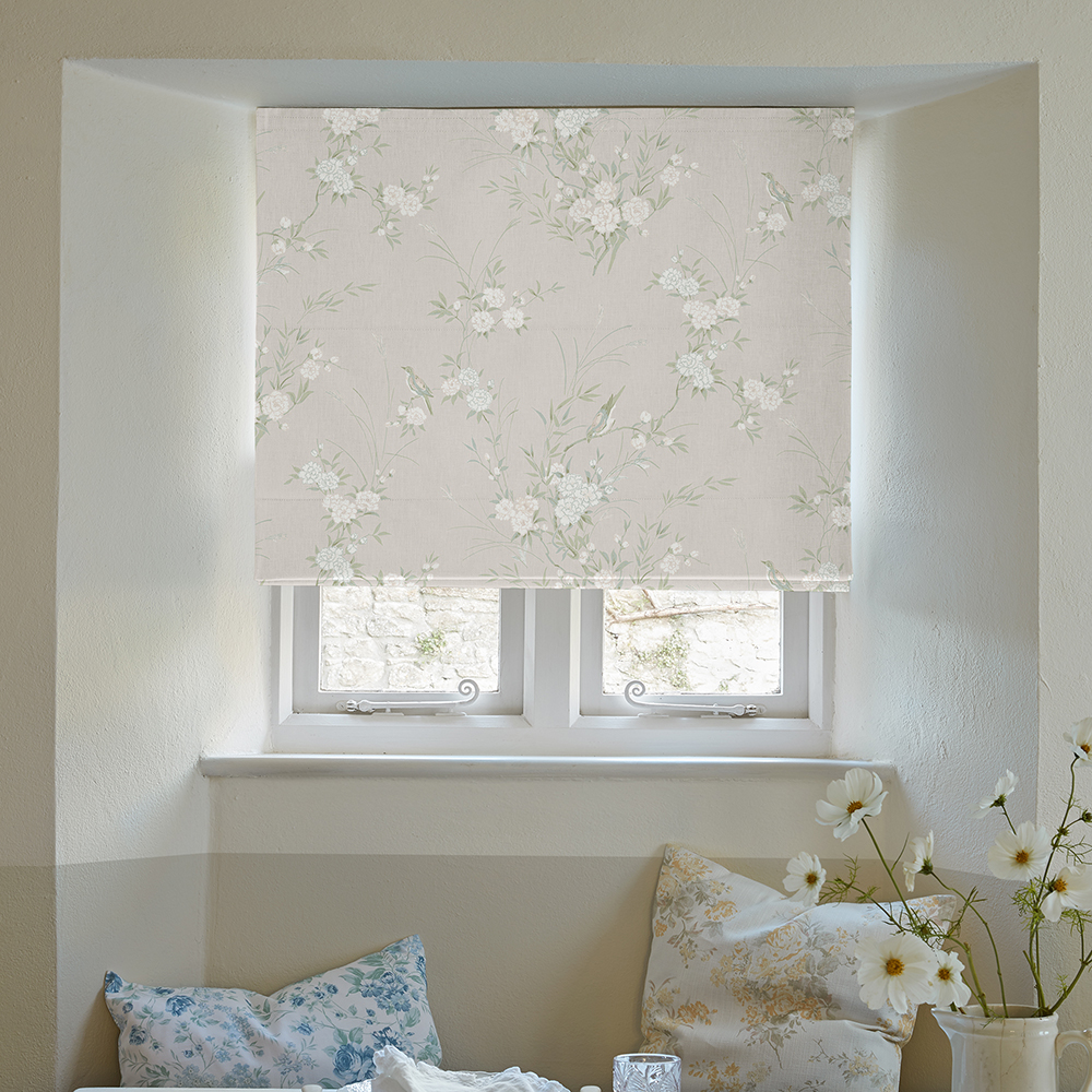 Bird Chinoiserie Natural Roman Blind