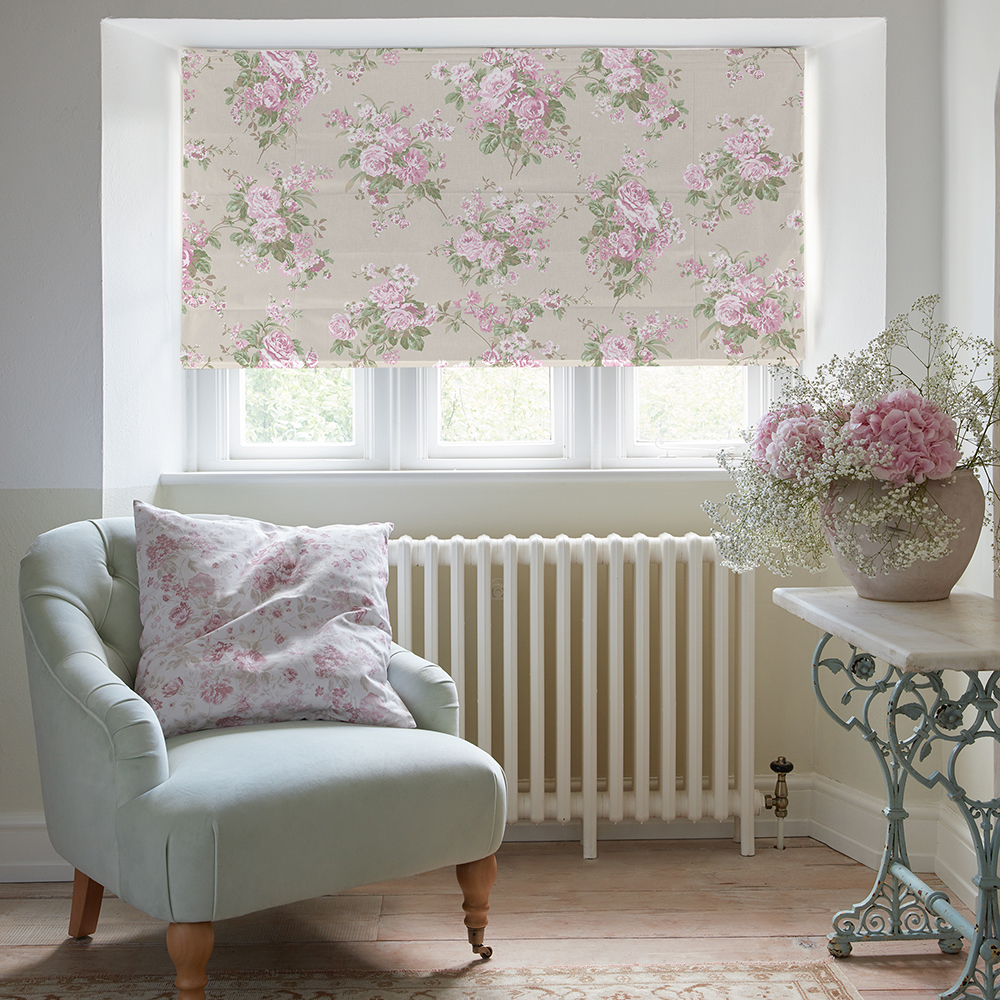 Rose Chintz Pink Roman Blind