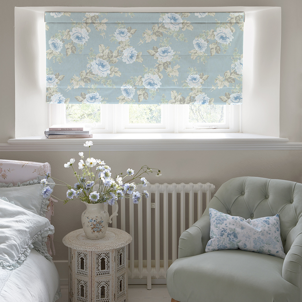 Royal Bouquet Blue Roman Blind