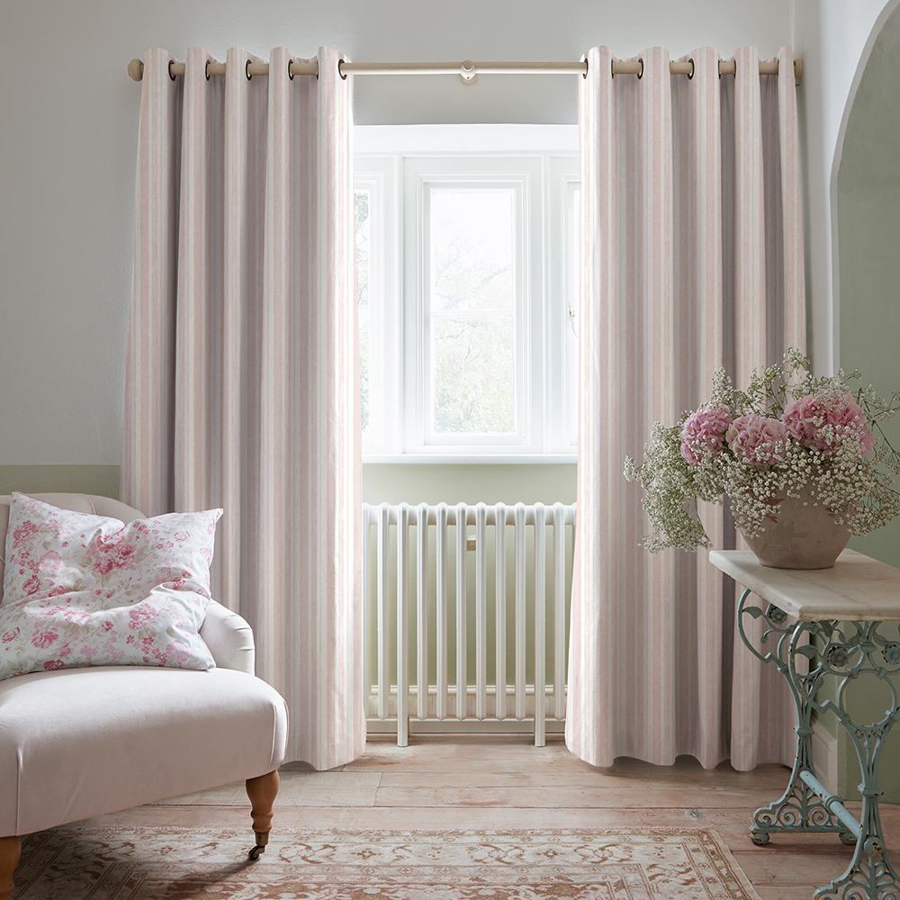 Watercolour Stripe Blush Curtains