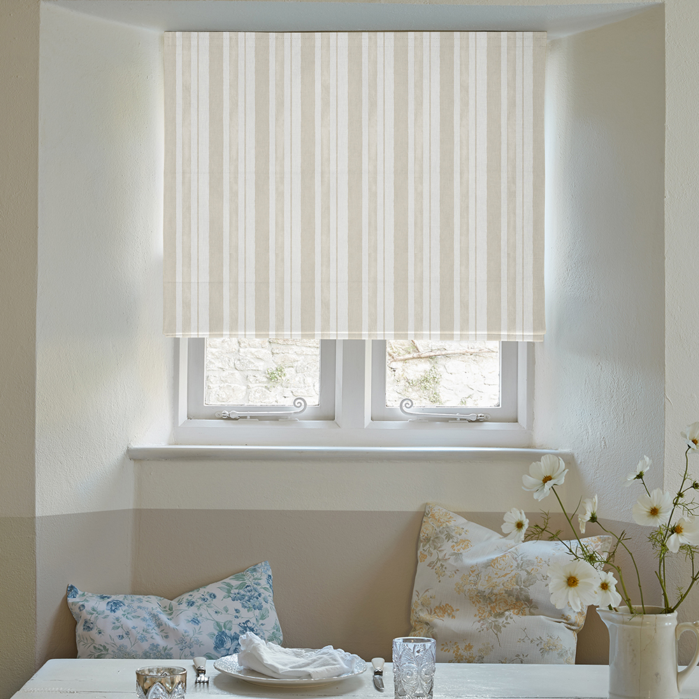 Watercolour Stripe Natural Roman Blind