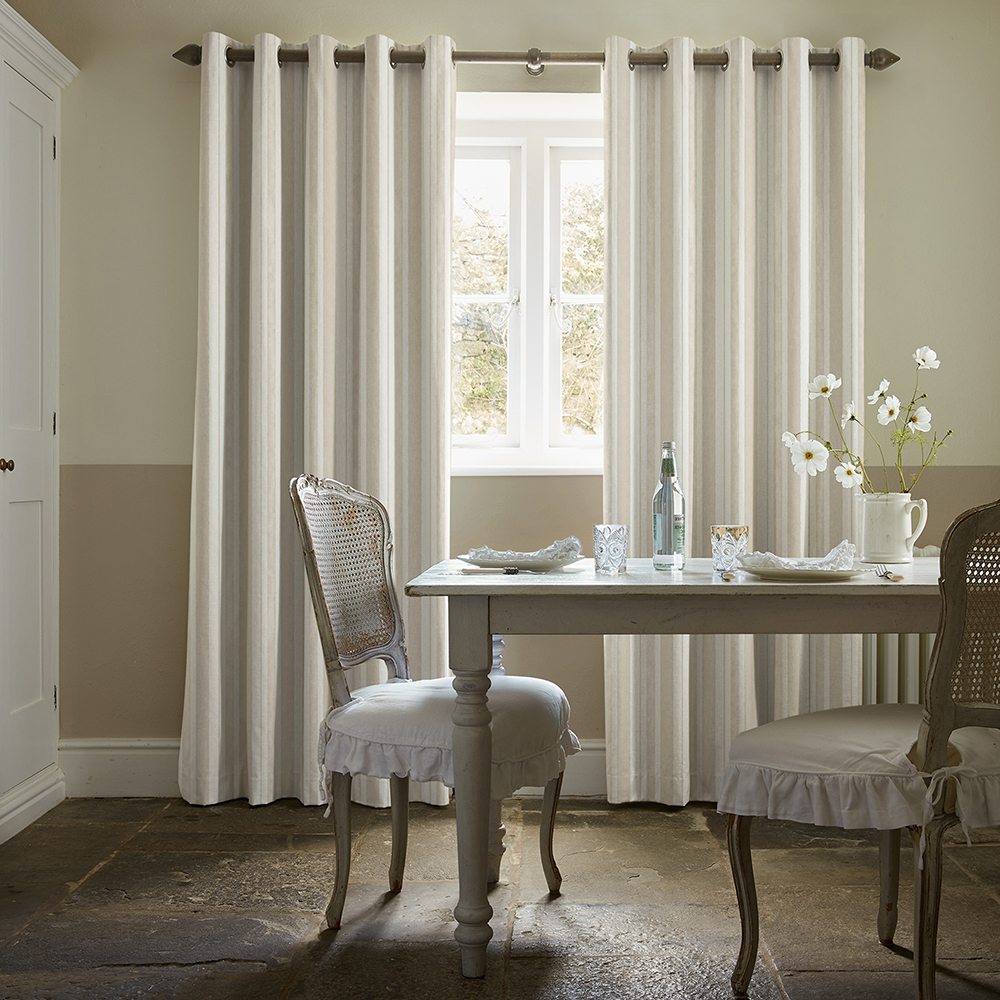 Watercolour Stripe Natural Curtains