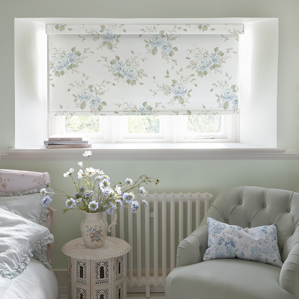 Belle Hydrangea Duck Egg Roller Blind