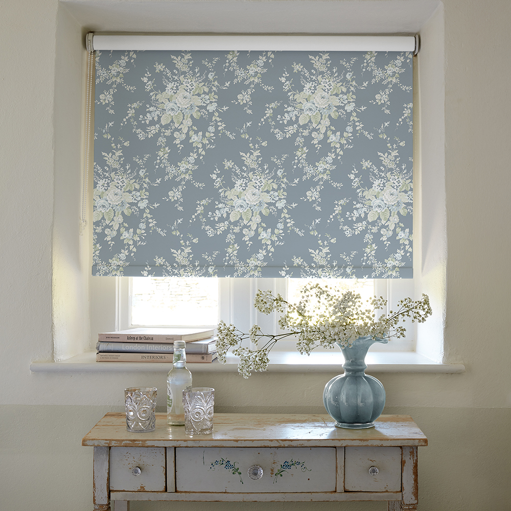 Garden Floral Dusky Blue Roller Blind