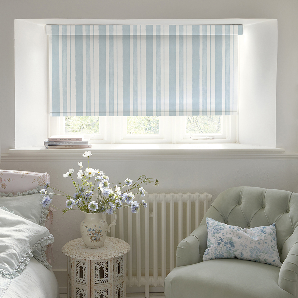 Watercolour Stripe Pale Blue Roller Blind