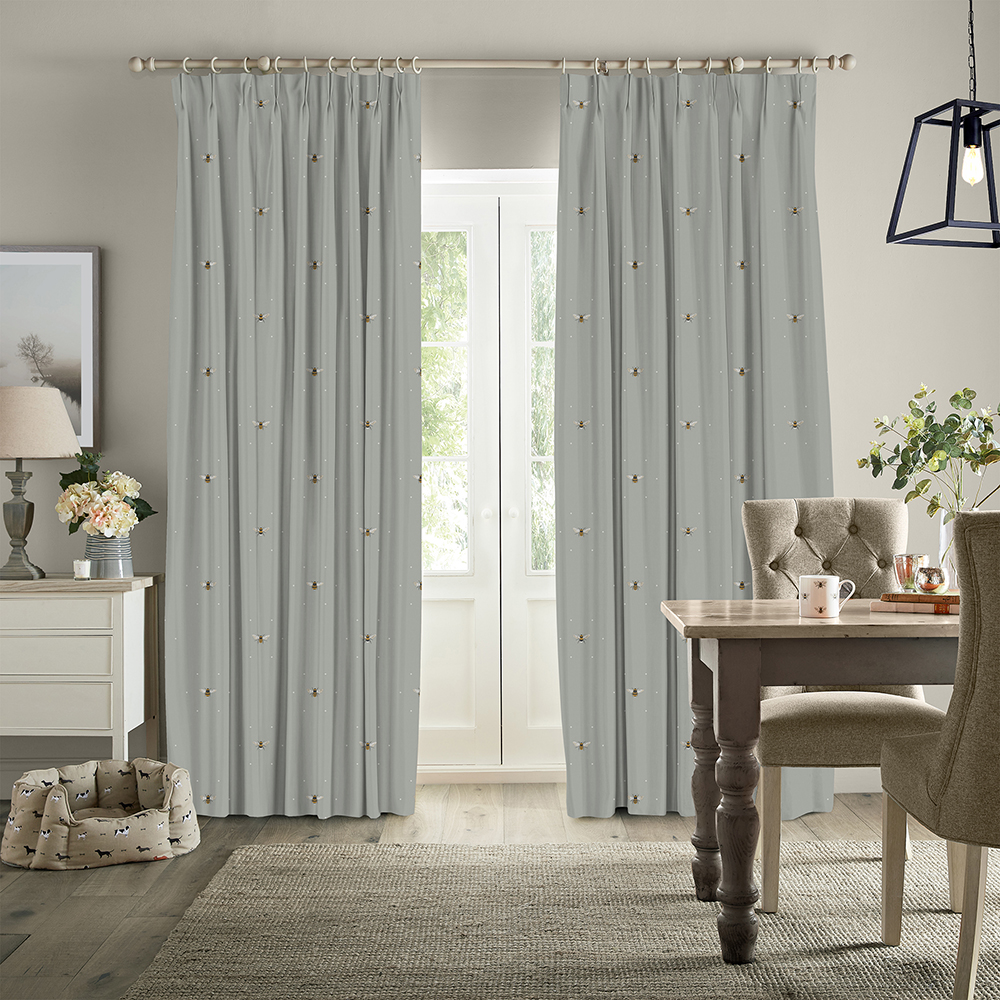 Bee Pale Slate Curtains