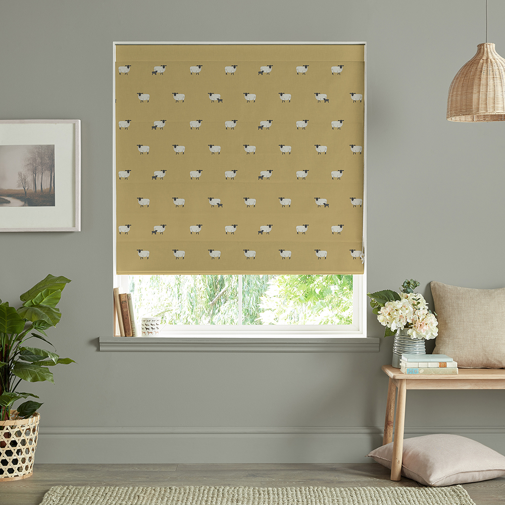 Sheep Ochre Roman Blind