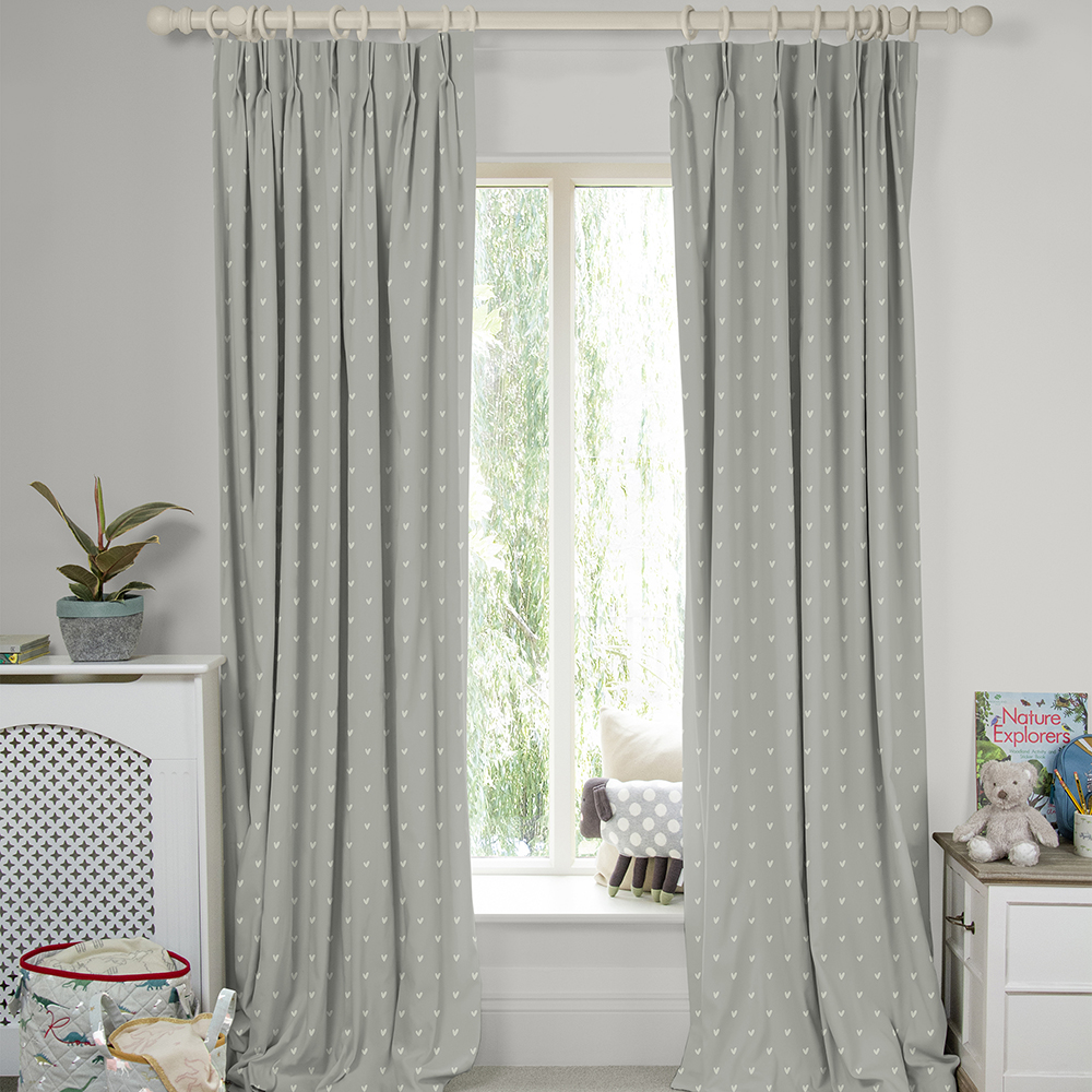Hearts Grey Curtains