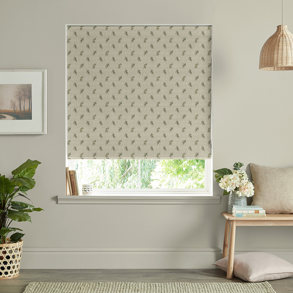 Olive Linen Roman Blind