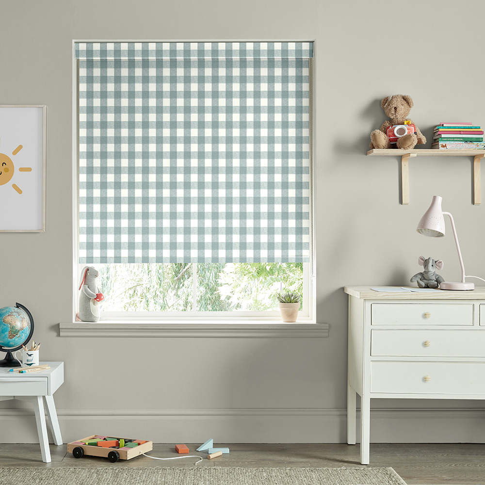 Gingham (SA) Teal Roller Blind