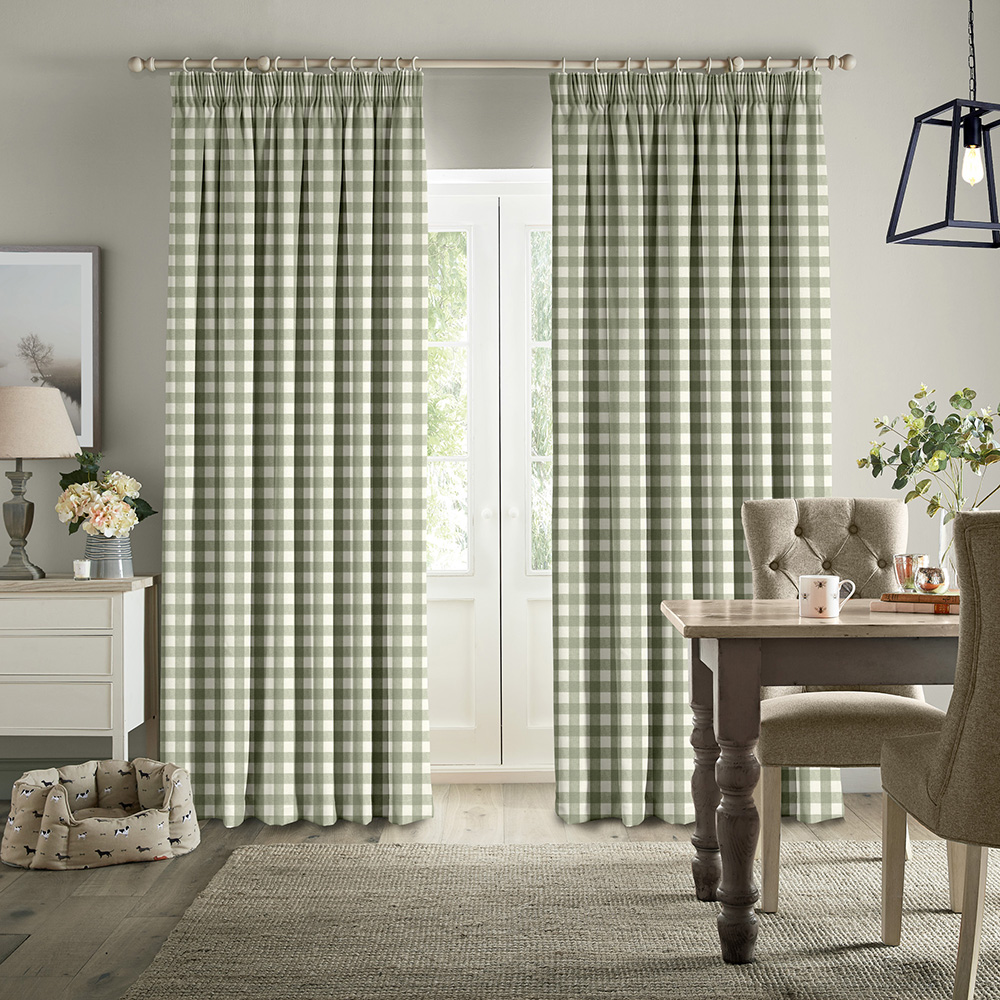 Gingham (SA) Sage Green Curtains