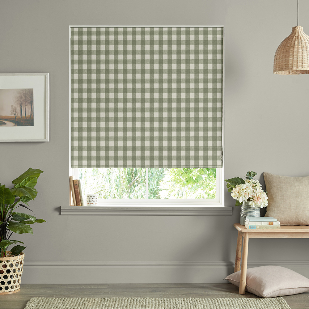 Gingham (SA) Sage Green Roman Blind