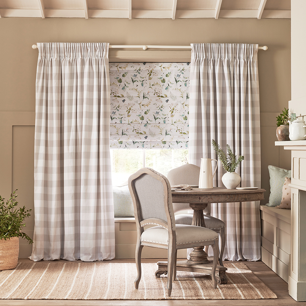 Gingham Off White Curtains